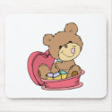 cute sweet little teddy bear eating valentine choc