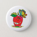 sweet little apple character and butterfly