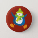 Cute Jumping Blue Penguin Button / Pin Badge