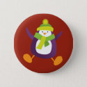 Cute Jumping Purple Penguin Button / Pin Badge