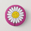 Happy Smiling Whimsical Daisy Button / Pin Badge
