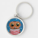 Stars & Stripes Wide Eyed Owl | Bird Art Keychain