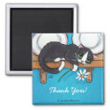 Cat Holding a Daisy | Thank You Magnet