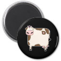 silly fat brown and white cow cartoon