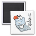 silly computer repair cartoon laptop with wrench
