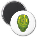 circuit board brain head yellow and green
