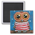 Stars & Stripes Wide Eyed Owl | Bird Art Magnet