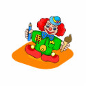 kiddie clown with pencil and ice cream
