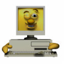 funny goofy winking computer