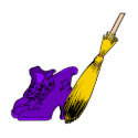 Purple witches shoes & broom