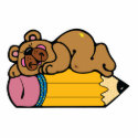 cute bear sleeping on pencil