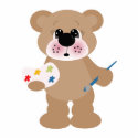 cute little artist bear with paint palette
