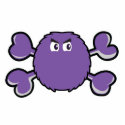prurple fuzzy monster Skull purple Crossbones