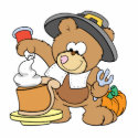 cute thanksgiving pilgrim bear eating pumpkin pie