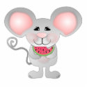 adorable gray mouse holding watermelon