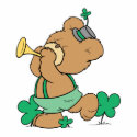 cute irish st paddy teddy bear playing irish horn