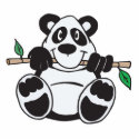 cute panda hanging from branch