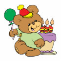 happy birthday teddy bear with cake and balloon