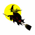 Witch flying across the moon