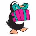 penguin with present