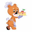 adorable little baker bakery bear with cake