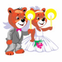 bride groom bears holding candles