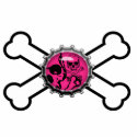 emo pink skull bottlecap crossbones