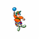 Clown flying by Balloon