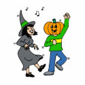 Witch dancing with pumpkin head