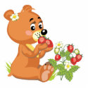cute bear eating strawberries