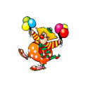 Silly fat clown with balloons