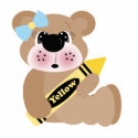 cute school girl bear with yellow crayon