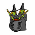 Two witched stiring cauldron