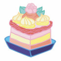 decorated slice of cake