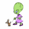 Alien Lady walking Dog