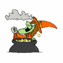 Witch Mixing in Cauldron