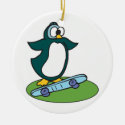 goofy penguin on skateboard