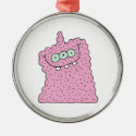 funny pink three-eyed monster