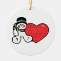 cute snowman and heart