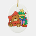 Cute Baby Bear and Christmas Tree