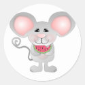 adorable gray mouse holding watermelon