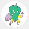 superhero green pepper cartoon character