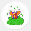 Clown Playing with Money Pile