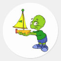 Cute Alien Boy With Toy Boat