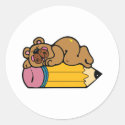 cute bear sleeping on pencil