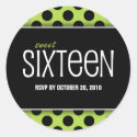 Sweet Sixteen Lime Green Dot | RSVP Envelope Seals