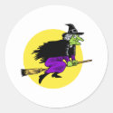Witch flying by moon