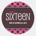 Sweet Sixteen Pink & Chocolate RSVP Envelope Seals