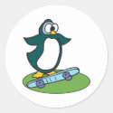 goofy penguin on skateboard