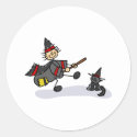 Stick Figure Witch with Cute Cat